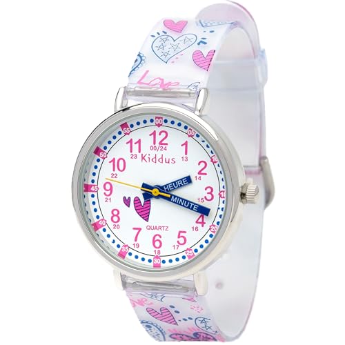 Kiddus Lern Armbanduhr für Kinder, Jungen und Mädchen. Analoge Armbanduhr mit Übungen zum Erlernen der Uhrzeit. Entworfen in Barcelona von Kiddus