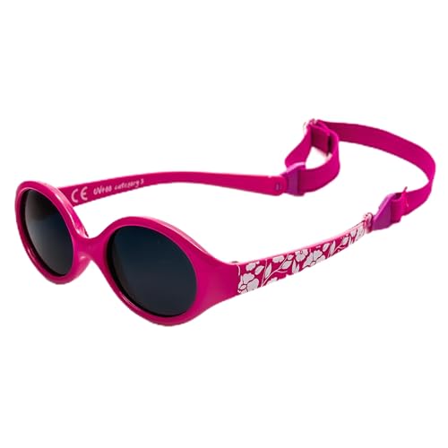 Kiddus Polarisiert Sonnenbrille für Jungen und Mädchen. Ab 0 Monaten. UV400 Sonnenfilter. Flexiblel, Sicher und Schlagfest. Violett mit Blumen von Kiddus