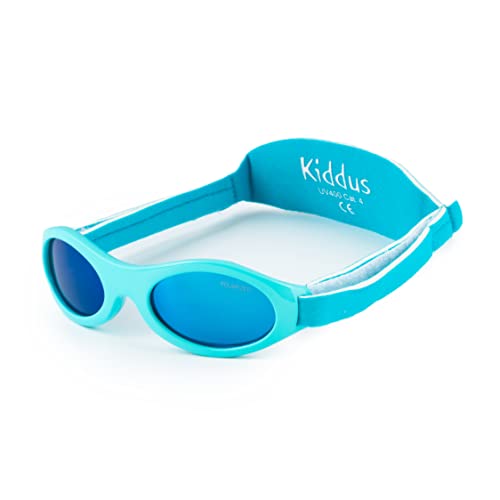 Kiddus Polarisierte Babysonnenbrille für Neugeborene Jungen Mädchen. Von 0 Monaten bis 2 Jahren. 100% Schutz UV400 Sonnenfilter. Silikon-Nasensteg. Verstellbares weiches Band. BPA-Frei. PREMIUM von Kiddus