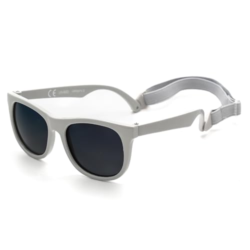 Kiddus Polarisierte Sonnenbrille für Babys, Jungen und Mädchen, ab 0 Monaten, UV400 Sonnenfilter, 100% UV-Schutz, Kollektion Baby Trendsetters, grau, A partir de 0 meses von Kiddus