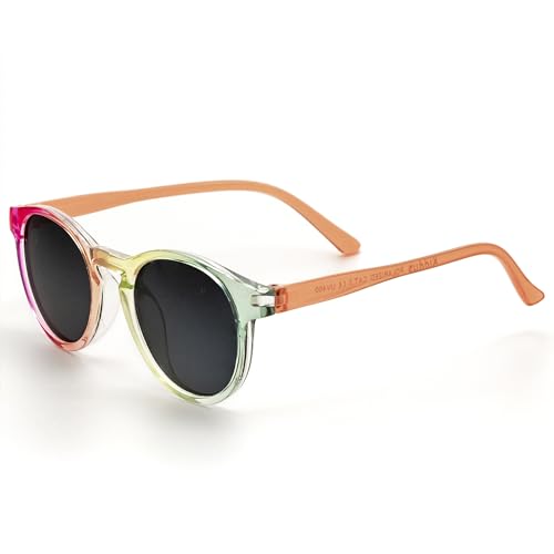 Kiddus Polarisierte Sonnenbrille für Kinder und Jugendliche - UV 400 Schutz - Stilvolle Verspiegelte Gläser - Ab 5 Jahren Empfohlen. Durchscheinend Rosa von Kiddus