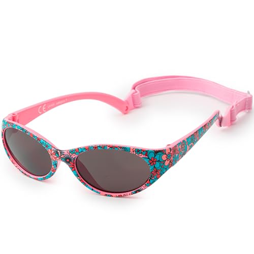 Kiddus Sonnenbrille für Kinder, Kleinkind Mädchen und Jungen, Alter von 2 bis 4 Jahren, UV400 Sonnenfilter CAT3, aus Gummi, BPA-frei, verstellbares und abnehmbares Band von Kiddus