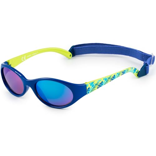 Kiddus Sonnenbrille für Kinder, Kleinkind Mädchen und Jungen, Alter von 2 bis 4 Jahren, UV400 Sonnenfilter CAT3, aus Gummi, BPA-frei, verstellbares und abnehmbares Band von Kiddus