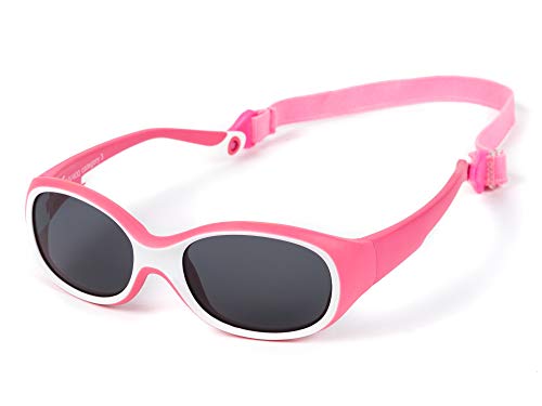 Kiddus Sonnenbrille Ultra Flexible für Kinder Kleinkind Mädchen Jungen. Ab 2 Jahren. Aus Gummi. Unzerbrechlich. Einstellbares und abnehmbares Band. Sicherer UV400 Sonnenfilterschutz. von Kiddus
