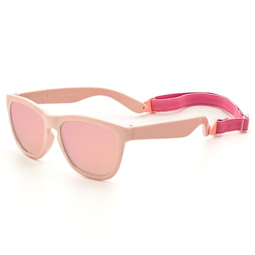 Kiddus Sonnenbrille für Kinder, Kleinkind Mädchen und Jungen, Alter von 2 bis 4 Jahren, UV400 Sonnenfilter CAT3, aus Gummi, BPA-frei, verstellbares und abnehmbares Band von Kiddus