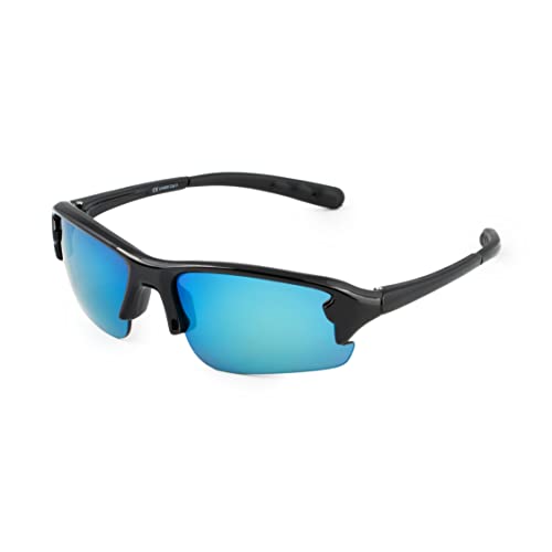 Kiddus Sports Sonnenbrille für Mädchen, Jungen, Kinder. Ab 12 Jahren. UV400 100% iger Schutz gegen ultraviolette Strahlen. Farbige verspiegelte Linsen von Kiddus