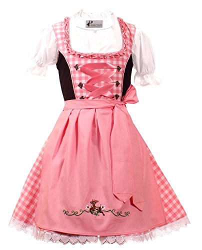 3tlg. Kinder Dirndl, Rosa Weis Kariert, 116 von Kiddy Tracht