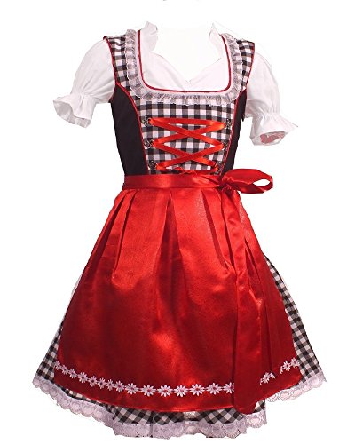 3tlg. Kinder Dirndl KD, Schwarz Weis Kariert, 116 von Kiddy Tracht