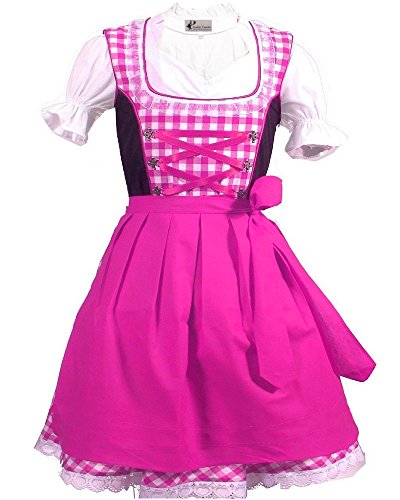 Kiddy Tracht 3tlg. Kinder Dirndl Kind, Hotpink Weis Kariert , 92 von Kiddy Tracht