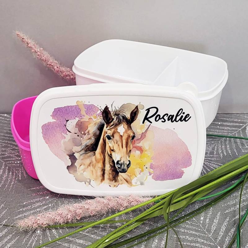 Personalisierte Brotdose | Lunchbox Kinder Geschenk Mädchen Einschulung Pferd Pony Reiter von KiddydooDE