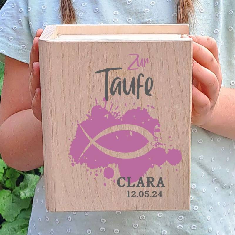 Spardose Taufe Baby Geschenkidee - Sparbuch Holz- Taufgeschenk Patengeschenk Geldgeschenk von KiddydooDE