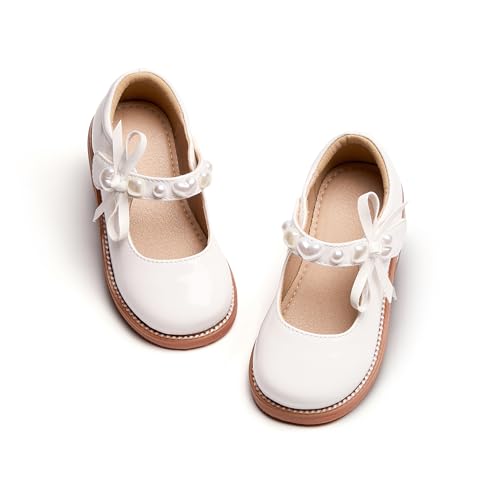 Kiderence Flache Abendschuhe für Mädchen, Schul-Oxford-Schuhe, Marry Jane (Kleinkind/Kleinkinder) Weiß 28 von Kiderence