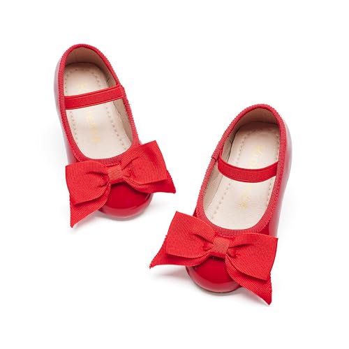 Kiderence Kleine Kleinkind Mädchen Kleid Schuhe Ballerina Ballett Wohnungen Kinder Mary Janes （Rot 24） von Kiderence