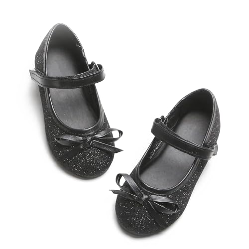 Kiderence Kleine Kleinkind Mädchen Kleid Schuhe Ballerina Ballett Wohnungen Kinder Mary Janes （Schwarz 22） von Kiderence