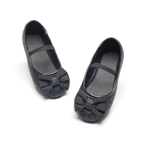 Kiderence Kleine Kleinkind Mädchen Kleid Schuhe Ballerina Ballett Wohnungen Kinder Mary Janes （Schwarz 23） von Kiderence