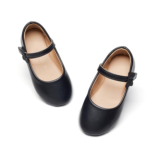 Kiderence Kleine Kleinkind Mädchen Kleid Schuhe Ballerina Ballett Wohnungen Kinder Mary Janes （Schwarz 23） von Kiderence