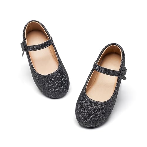 Kiderence Kleine Kleinkind Mädchen Kleid Schuhe Ballerina Ballett Wohnungen Kinder Mary Janes （Schwarz 25） von Kiderence