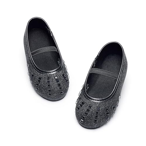 Kiderence Kleine Kleinkind Mädchen Kleid Schuhe Ballerina Ballett Wohnungen Kinder Mary Janes （Schwarz 27） von Kiderence