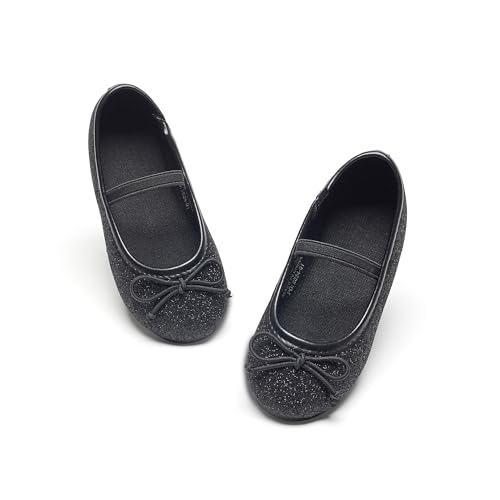 Kiderence Kleine Kleinkind Mädchen Kleid Schuhe Ballerina Ballett Wohnungen Kinder Mary Janes （Schwarz 27） von Kiderence