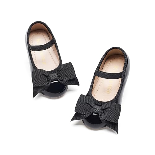 Kiderence Kleine Kleinkind Mädchen Kleid Schuhe Ballerina Ballett Wohnungen Kinder Mary Janes （Schwarz 28） von Kiderence