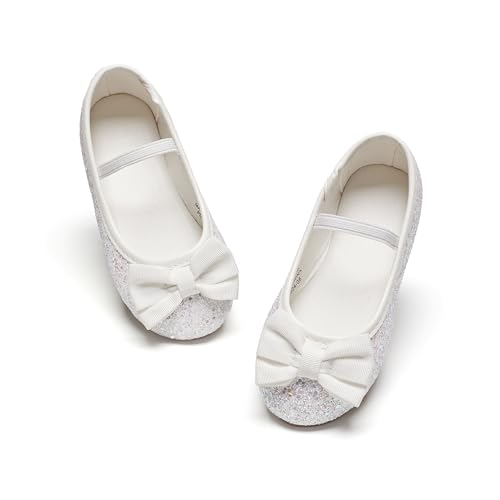 Kiderence Kleine Kleinkind Mädchen Kleid Schuhe Ballerina Ballett Wohnungen Kinder Mary Janes （Weiß 22） von Kiderence