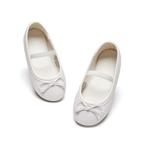 Kiderence Kleine Kleinkind Mädchen Kleid Schuhe Ballerina Ballett Wohnungen Kinder Mary Janes （Weiß 23） von Kiderence