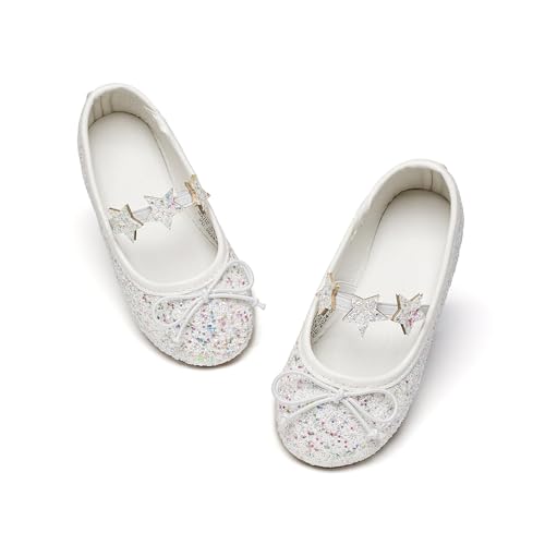 Kiderence Kleine Kleinkind Mädchen Kleid Schuhe Ballerina Ballett Wohnungen Kinder Mary Janes （Weiß 23） von Kiderence