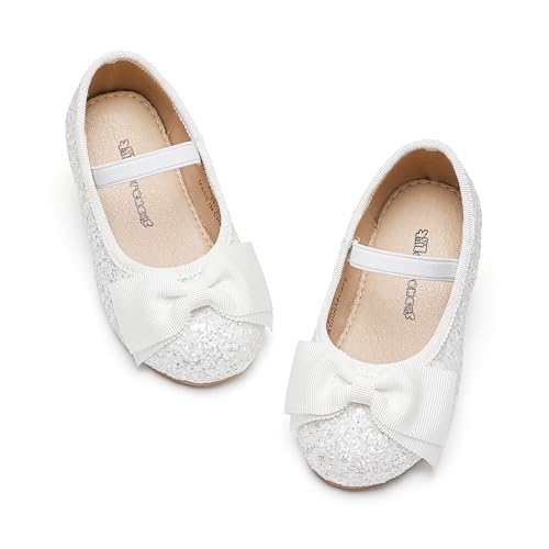 Kiderence Kleine Kleinkind Mädchen Kleid Schuhe Ballerina Ballett Wohnungen Kinder Mary Janes （Weiß 25） von Kiderence