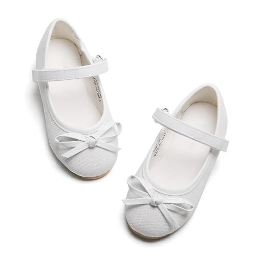 Kiderence Kleine Kleinkind Mädchen Kleid Schuhe Ballerina Ballett Wohnungen Kinder Mary Janes （weiß 24） von Kiderence