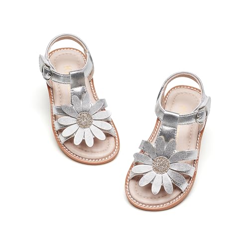 Kiderence Kleinkind Mädchen Sandalen Kleine Mädchen Kinder Sommerschuhe Kleinkind Silber Sandalen Größe 28 von Kiderence