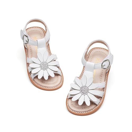 Kiderence Kleinkind Mädchen Sandalen Kleine Mädchen Kinder Sommerschuhe Kleinkind Weiß Sandalen Größe 26 von Kiderence