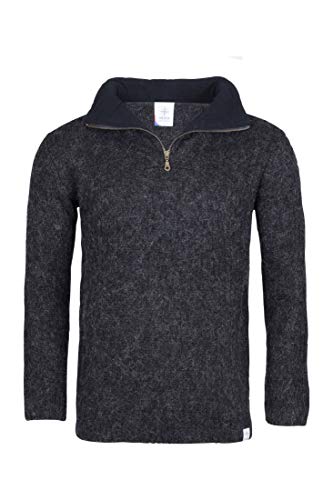 Kidka Unisex Troyer Schurwolle - Dünner Wollpullover schwarz - Gr. M von Kidka