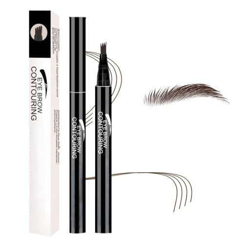 Augenbrauenstift Wasserfest, Wasserfester Langanhaltender Dark 4 Micro-fork Tip Brow Pencil Microblading für 3D Eyebrow Augen-Make-up (#02) von Kidmis