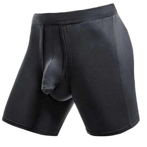 Kidmis 2023 Neueste Herren Boxershorts mit separatem Beutel, Boxershorts Herren Lang Bambus Rayon Atmungsaktiv Weich Männer Unterhosen mit Doppelter Beutel (Grau*1, 2XL) von Kidmis