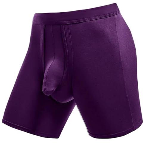 Kidmis 2023 Neueste Herren Boxershorts mit separatem Beutel, Boxershorts Herren Lang Bambus Rayon Atmungsaktiv Weich Männer Unterhosen mit Doppelter Beutel (Lila*1, 2XL) von Kidmis