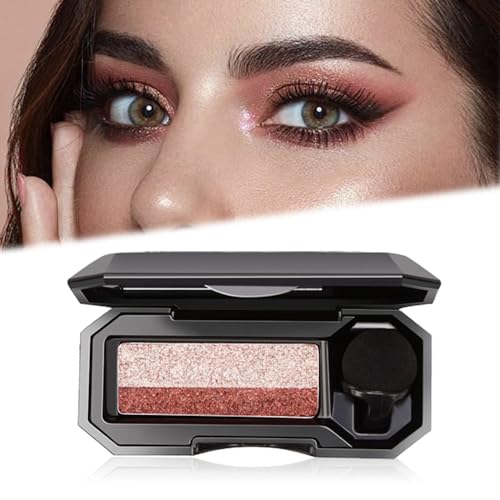Perfekter zweifarbiger Lidschatten, Zweifarbiger Make-up Lidschatten Wasserdicht Langlebiger Lidschatten, Make-up Lidschatten Glitzer Double Layer Farbige Abstufung Lazy Eyeshadow Stamp (F) von Kidmis