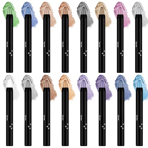 Wasserfester Glitzer-Lidschattenstift Make-up-Stift, 16 Colors Highlight Eyeshadow Pen Waterproof, Lidschatten Stift Crayon Lidschattenstift Shimmer Cream (16pcs) von Kidmis