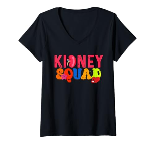 Damen Retro Kidney Squad Team Nephrologie Krankenschwester Dialyse-Techniker T-Shirt mit V-Ausschnitt Damen Retro Kidney Squad Team Nephrologie Krankenschwester Dialyse-Techniker T-Shirt mit V-Ausschnitt von Kidney Dialysis Squad