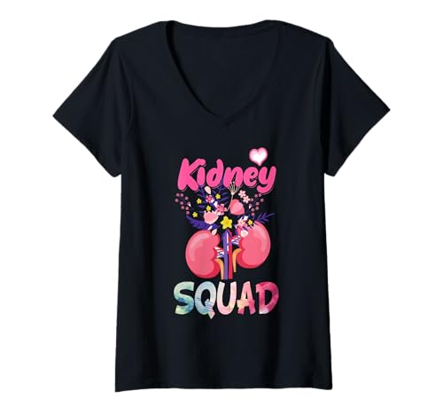 Damen Nieren-Nephrologie Krankenschwester Dialyse-Techniker T-Shirt mit V-Ausschnitt Damen Nieren-Nephrologie Krankenschwester Dialyse-Techniker T-Shirt mit V-Ausschnitt von Kidney Disease Awareness Flower