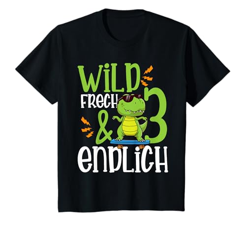 Kinder Wild Frech & endlich 3 dritter Geburtstag T-Shirt Kinder Wild Frech & endlich 3 dritter Geburtstag T-Shirt von Kidolix Geburtagsshirts Junge Dino