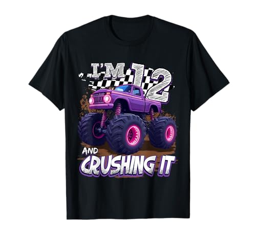 12 Year Old Boys Monster Truck It's My 12th Birthday Party T-Shirt von Kids 12th Birthday Monster Truck Outfit