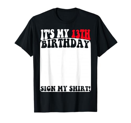 Es ist meine 13. Geburtstagsparty Groovy 13 Jahre alte Kinder unterschreiben mich T-Shirt Es ist meine 13. Geburtstagsparty Groovy 13 Jahre alte Kinder unterschreiben mich T-Shirt von Kids 13 Thirteen Happy Birthday Party For children