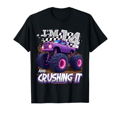 14 Year Old Boys Monster Truck It's My 14th Birthday Party T-Shirt von Kids 14th Birthday Monster Truck Outfit