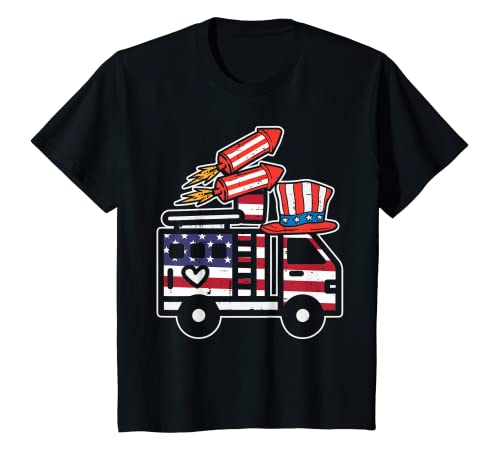 Kinder Firetruck Firecrackers 4th Of July Firefighter Boys Toddler T-Shirt Kinder Firetruck Firecrackers 4th Of July Firefighter Boys Toddler T-Shirt von Kids 4th Of July Shirts For Boys Toddler Gifts