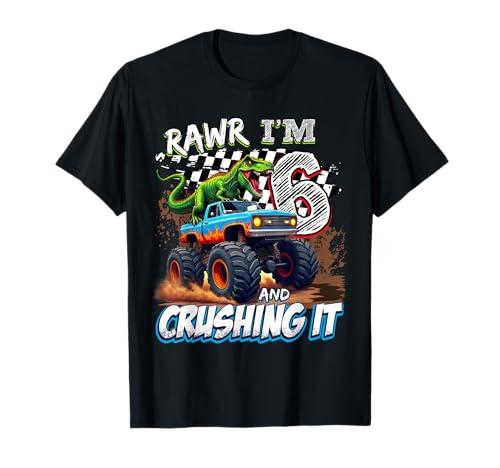 6 Year Old Boys 6th Birthday Monster Truck Dinosaur T-Rex T-Shirt 6 Year Old Boys 6th Birthday Monster Truck Dinosaur T-Rex T-Shirt von Kids 6th Birthday Monster Truck T-Rex Outfit