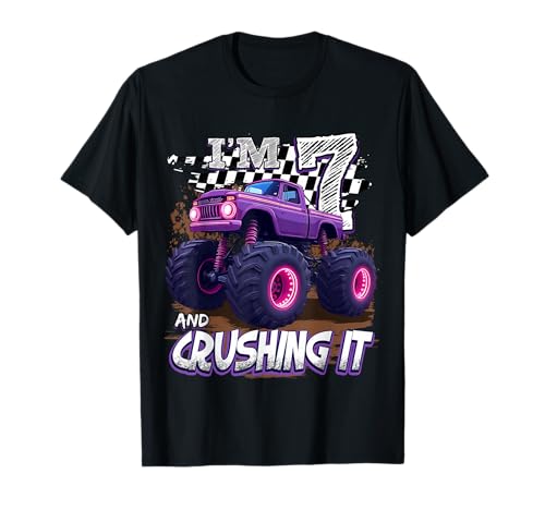 7 Year Old Boys Monster Truck It's My 7th Birthday Party T-Shirt von Kids 7th Birthday Monster Truck Outfit
