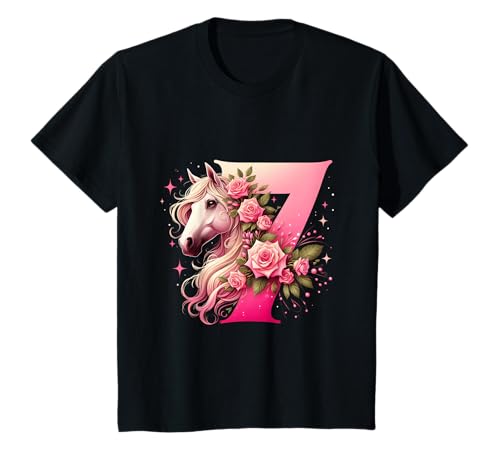 Kinder "Ich bin Sieben 7 Years" 7th Birthday Horse T-Shirt von Kids 7th Birthday Outfit