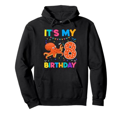 Oktopus-Party zum 8. Geburtstag für Kinder, 8 Jahre, Junge, B-Tag Pullover Hoodie von Kids 8 years old Kid Boy 8th Birthday Octopus