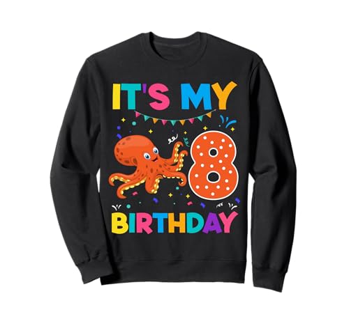 Oktopus-Party zum 8. Geburtstag für Kinder, 8 Jahre, Junge, B-Tag Sweatshirt von Kids 8 years old Kid Boy 8th Birthday Octopus