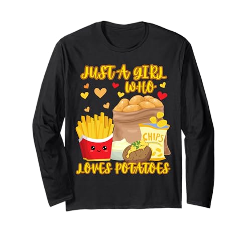 Just A Girl Who Loves Potatoes Damen Süßer Kartoffelliebhaber Langarmshirt Just A Girl Who Loves Potatoes Damen Süßer Kartoffelliebhaber Langarmshirt von Kids Aesthetic French Fry Funny Positive Spud Love